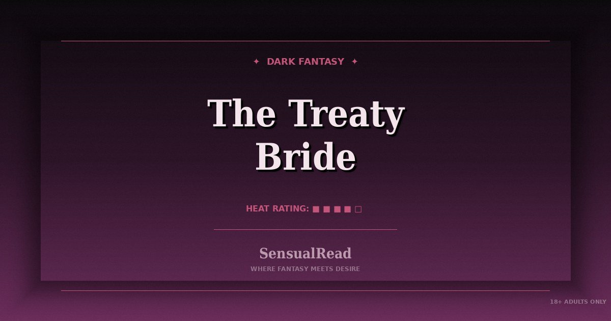 Cover of The Treaty Bride, a free marriage of convenience romance story in dark fantasy on SensualRead, with the title in pale serif type on a deep plum card and a heat rating of four out of five.